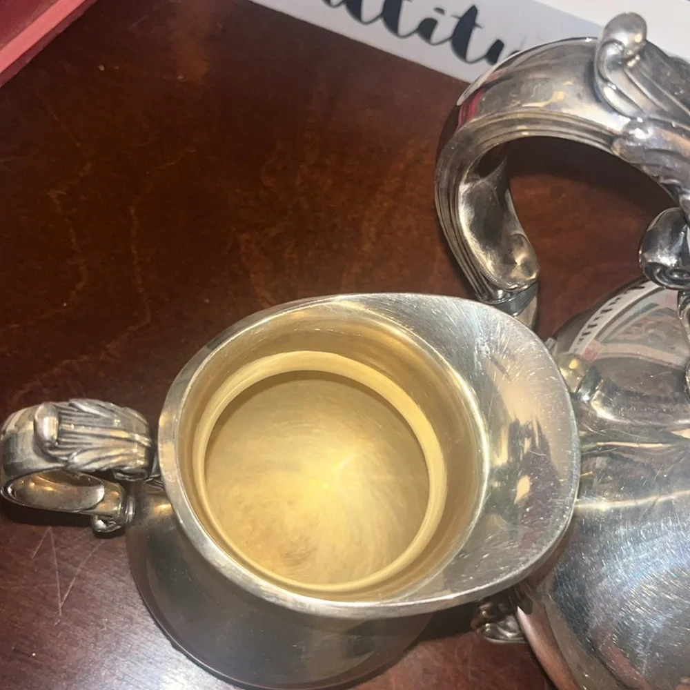 Gorham Vintage Silver 3 Piece Duchess Coffe Set with Cream and Sugar Bowl EUC